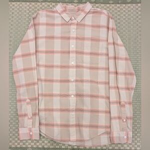 Outerknown Casual Plaid Button Down Shirt Peach Cream Men's Size Medium